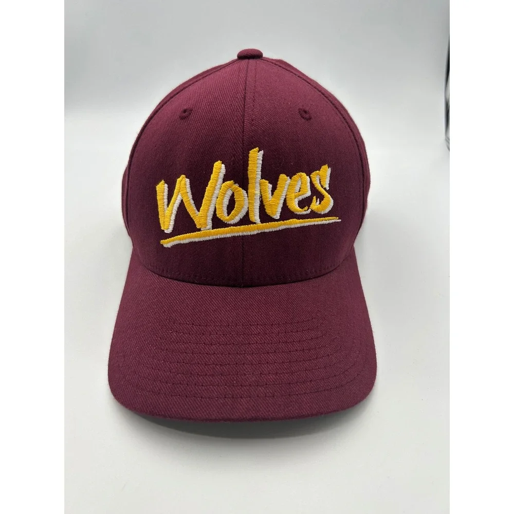 NSU Wolves Flexfit‎ Hat Pro 185 Maroon Yellow Embroidered Baseball Cap SM-MD